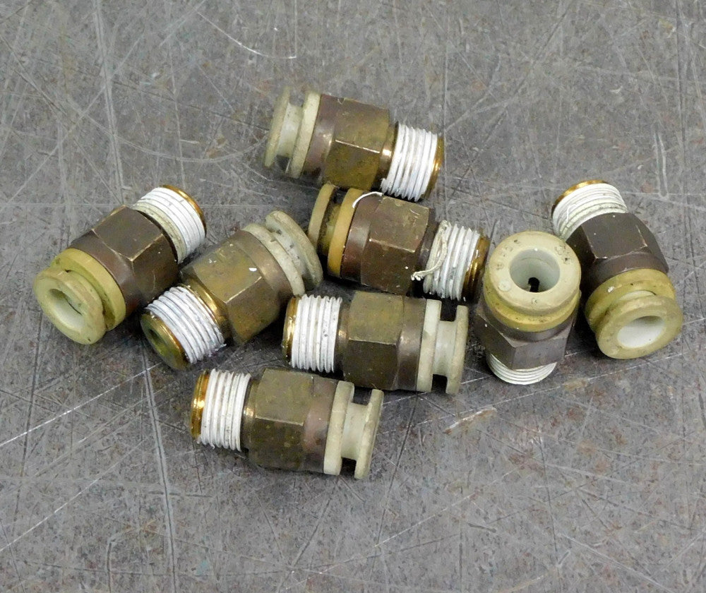SMC Brass Push-To-Connect Tube Fitting 6mm x 1/8" BSPT Lot of Eight (8)