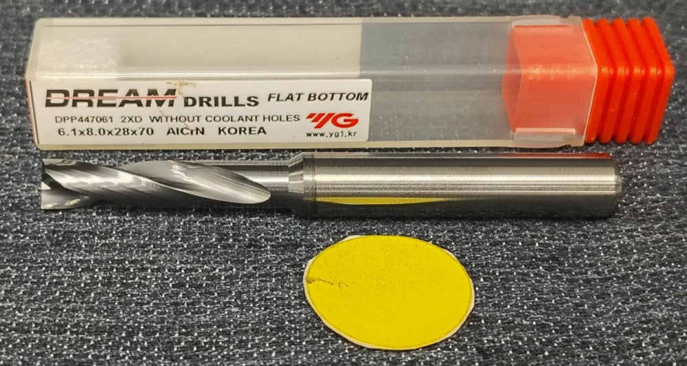 YG-1 6.1MM 2 FLUTE FLATE BOTTOM DRILL BIT DPP447061