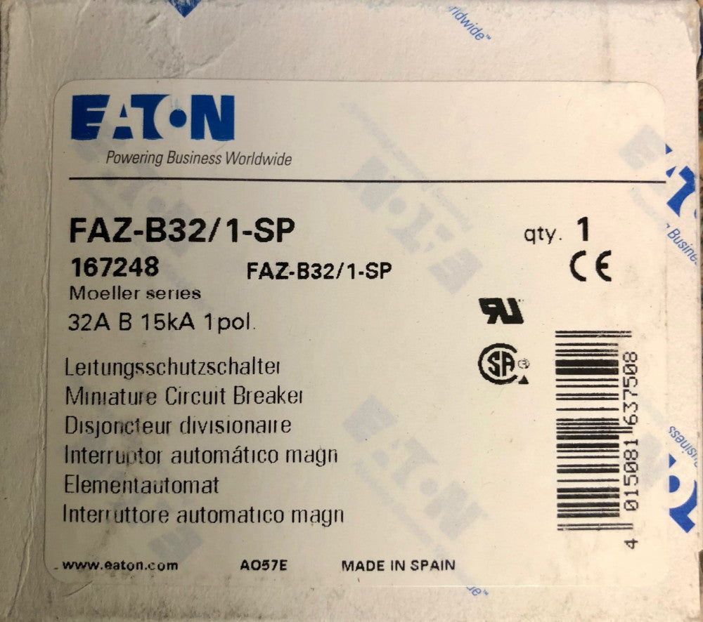 FAZ-B32/1-SP Eaton Miniature Circuit Breaker 32A B 15kA 1pol. (NEW)