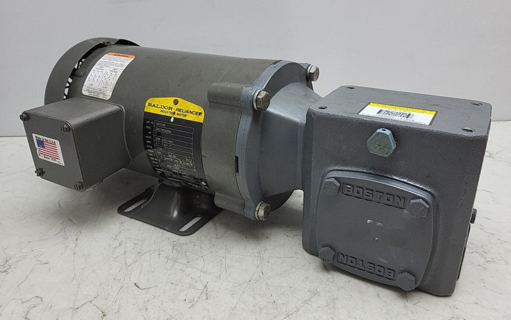 Boston Gear F715-15-B5-G 15:1 Speed Reducer Baldor CM3546 1 Hp 208-230/460V 3Ph