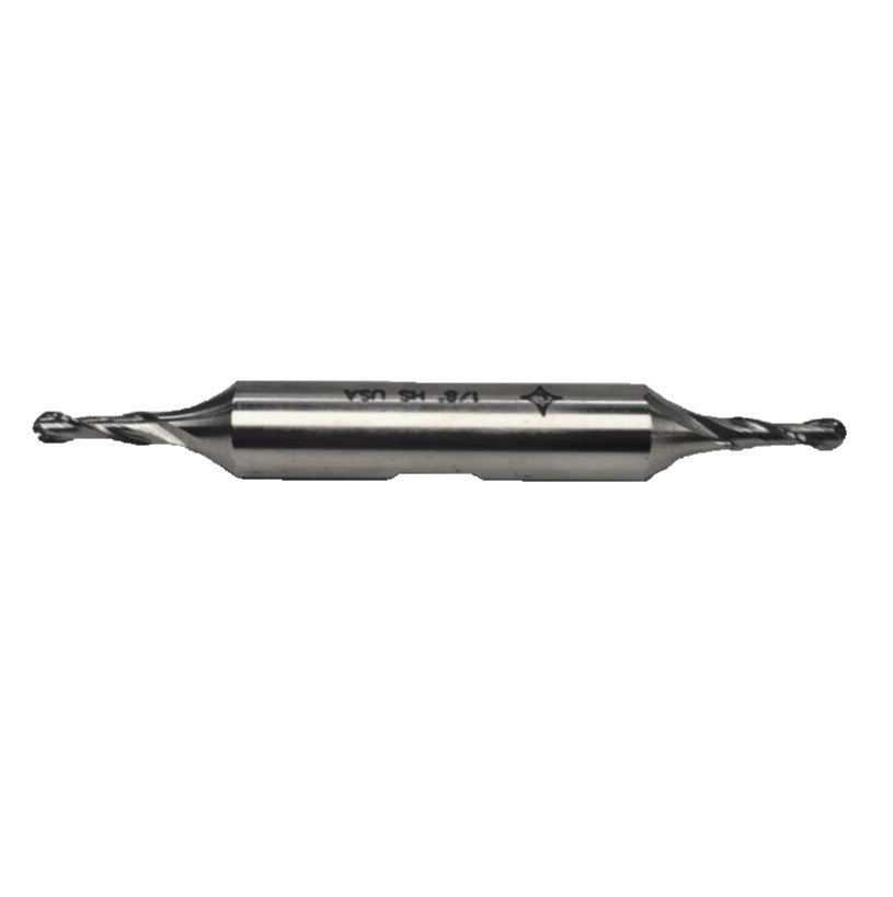 CLEVELAND DOUBLE BALL END MILL C42184, 2 FLUTE, 1/8" X 1/8" X 3-1/16", HS