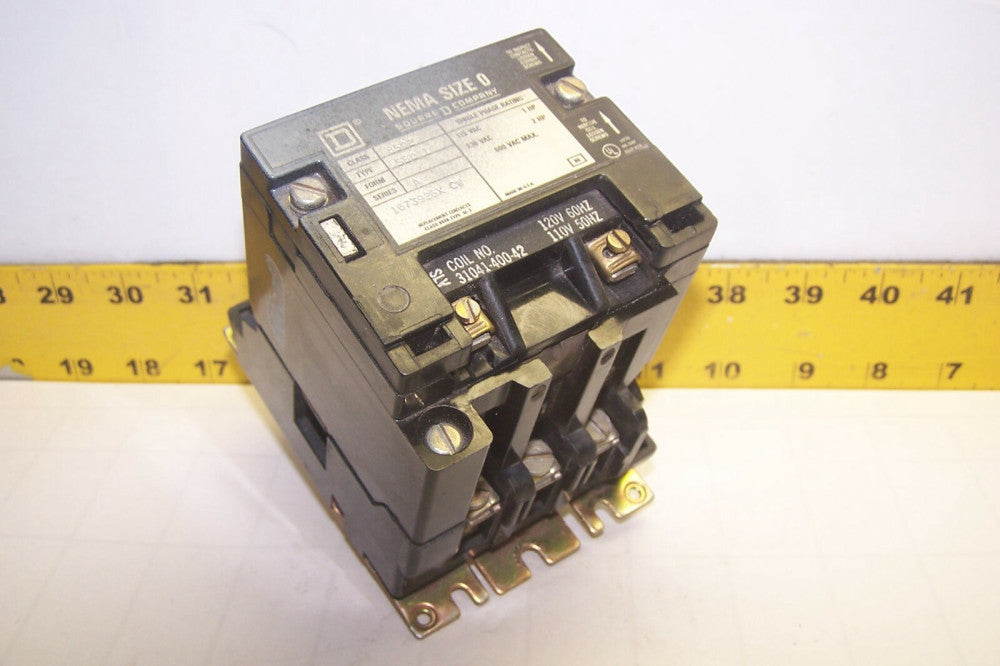 SQUARE D SIZE 0 CONTACTOR 2 HP 600 VAC 120V COIL 8502SB01