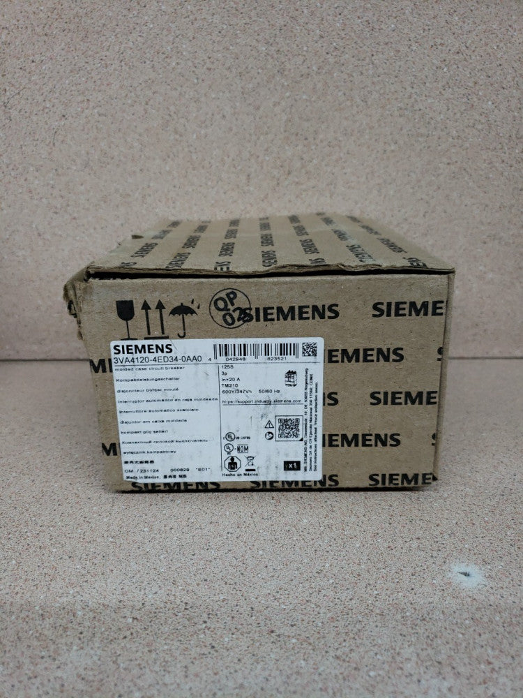 New! Siemens 3VA4120-4ED34-0AA0 CIRCUIT BREAKER 20A 3P 480V