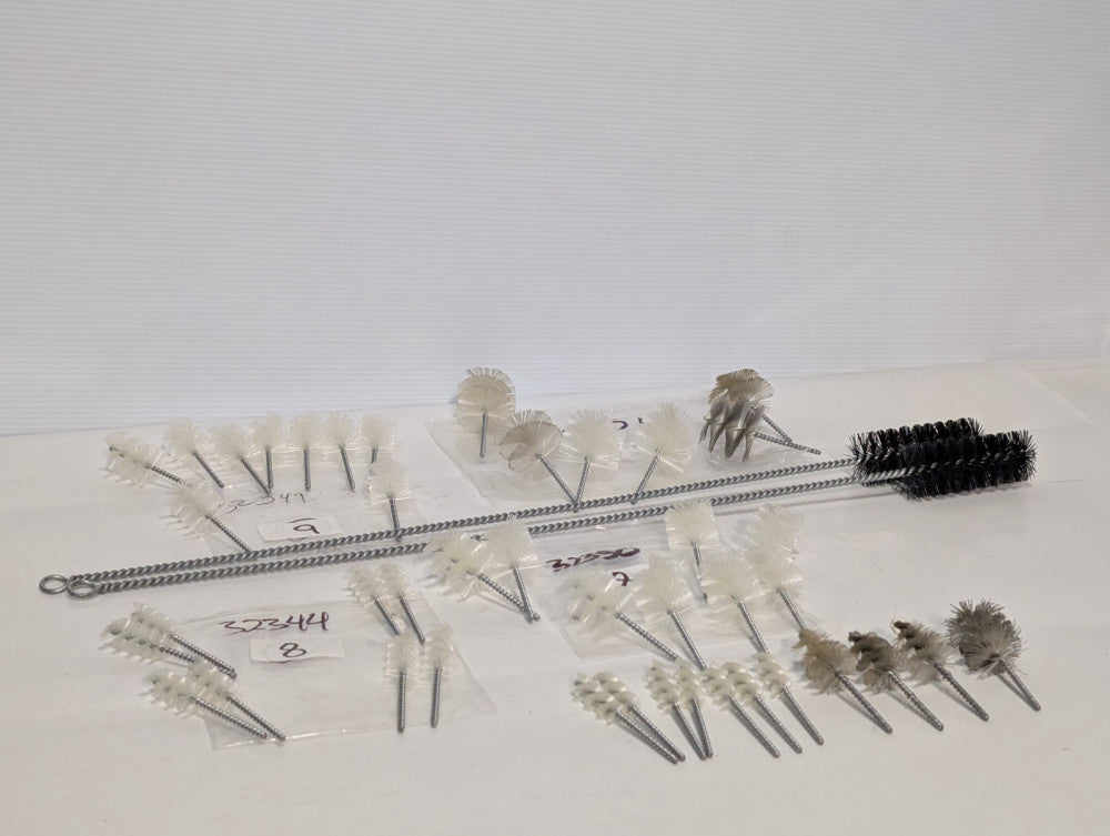 Lot of Asstd Industrial Tube Tool Cleaning Brushes, Twisted Wire, Nylon Bristles