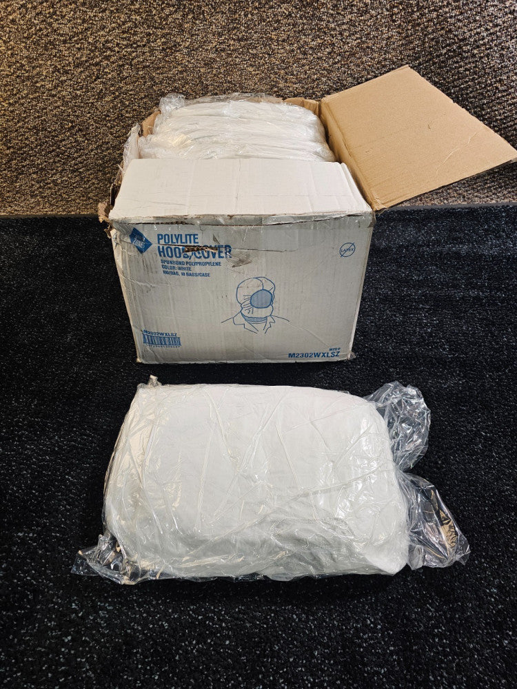 (QTY 1000) Safety Zone M2302WXLSZ XL White Disposable Spun Polypropylene Hood