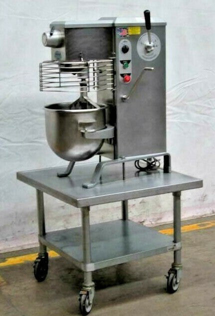 20 Qt Univex SRM20 Countertop Mixer with Stainless Steel Mobile Table