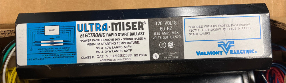 1 Unit-Nos E240SR120G01 Valmont Ballast 044238806492 Electronic Rapid Start