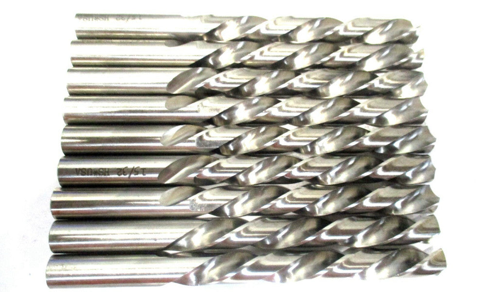 Republic 15/32 x 4-1/4 x 5-11/16 Left Hand HSS Spiral Jobber Drill - 9 QTY