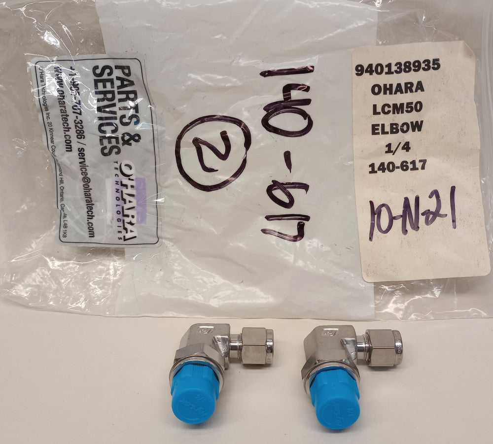 O'HARA 140-617 Stainless Steel LCM50 Elbow Fitting HY-LOK 1/4" (Pack Of 2)