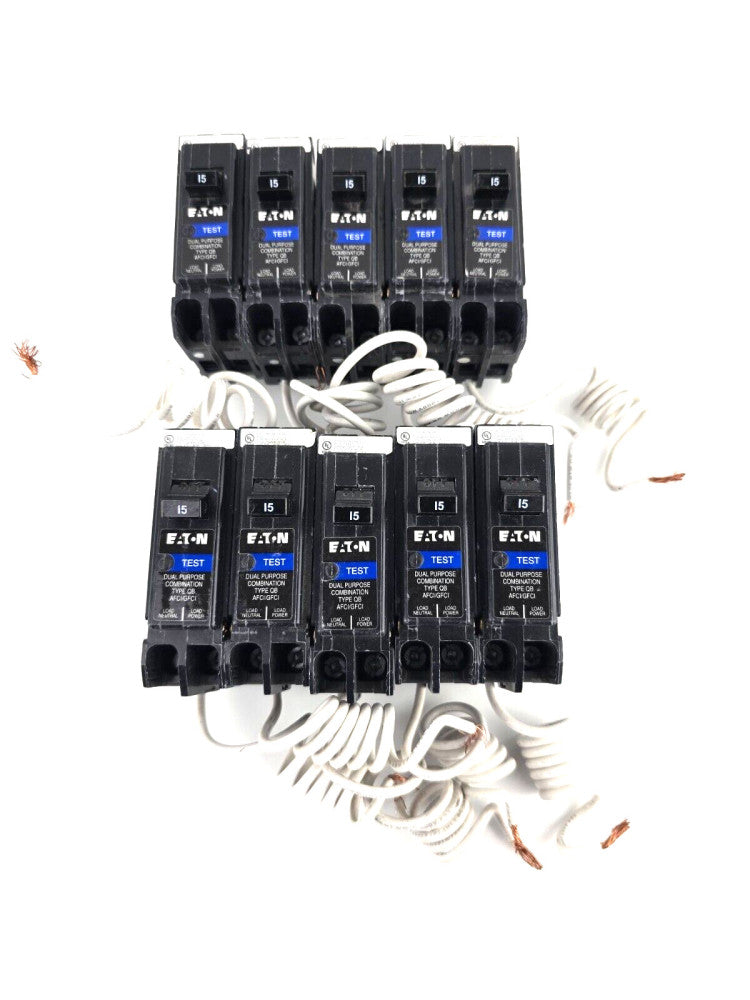 10pcs Eaton Circuit Breaker QB1015AFGF Bolt-on Dual Function AF/GF 1P 15A NTO