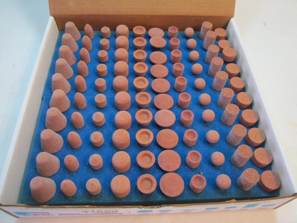 Modern Abrasives 100 PC Mounted Wheel Set 1/4" Shank 10 Different Shapes New USA