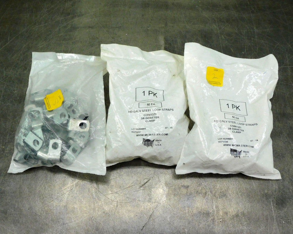 Lot of Three (3) KMC HD Galvanized Steel Loop Strap CO0613Z1 3/8" DIA 50 PK