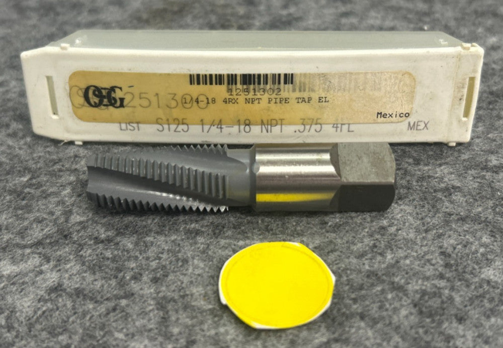 OSG 15° HELIX 4 FLUTE BOTTOMING CHAMFER HSS SPIRAL FLUTE TAP 1/4" - 18 NPT