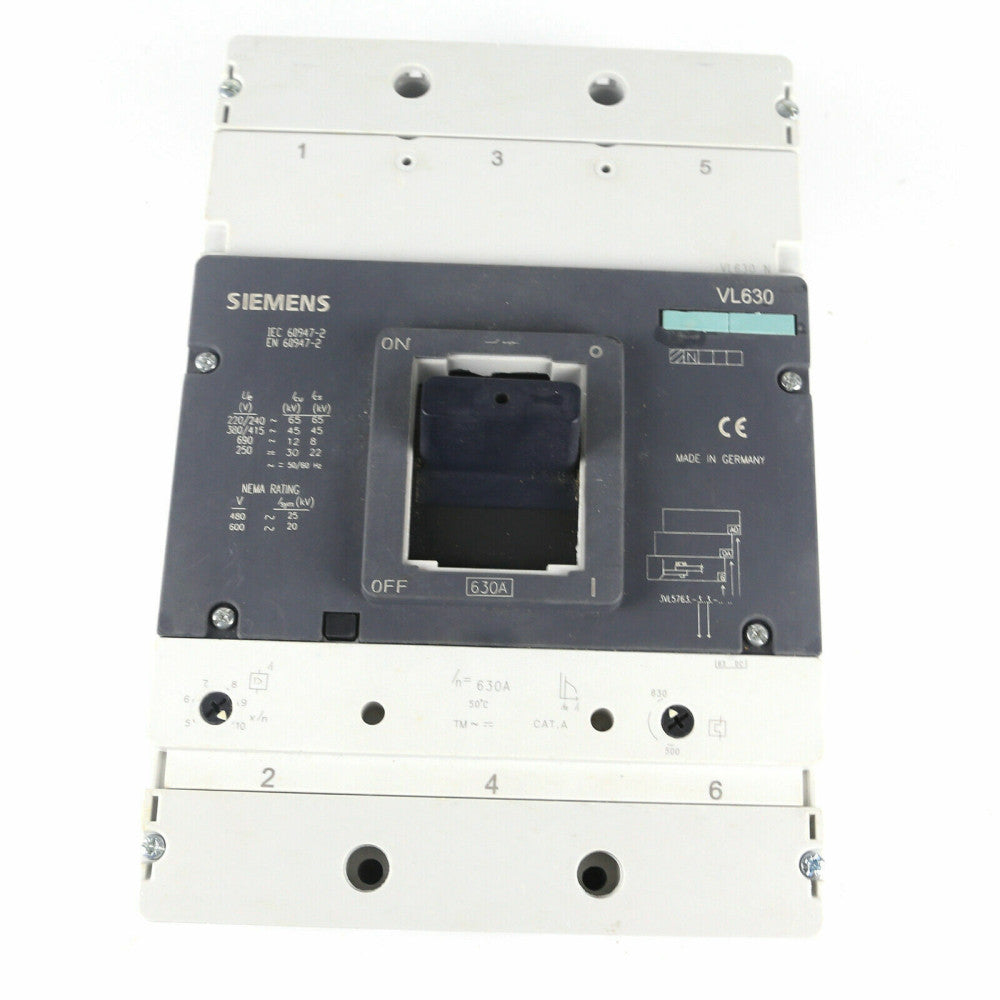 NEW SIEMENS 3VL5763-1DC36-0AA0 CIRCUIT BREAKER VL630 690V 630 A
