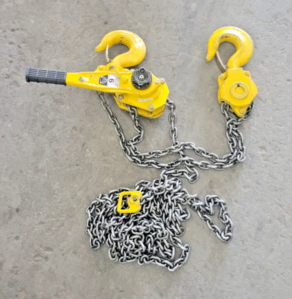 YALE SHOP KING PSB-A 6 TON LEVER CHAIN HOIST W/31 FT CHAIN AND CASE