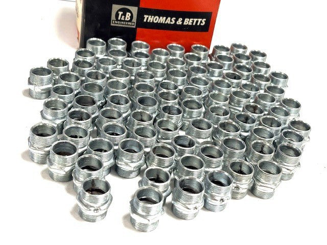 THOMAS & BETTS 1/2" COUPLINGS LOT OF 91 RAINTIGHT, TABOLITE FINISH, STEEL 5120