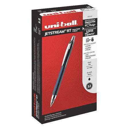 Uni-Ball 62152 Retractable Rollerball Pen, Fine 0.7 Mm, Black Pk12