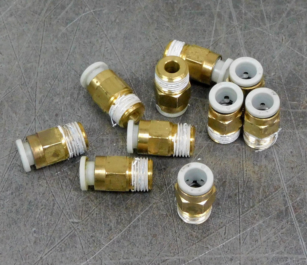 SMC Brass Push-To-Connect Tube Fitting 6mm x 1/8" BSPT Lot of Ten (10)