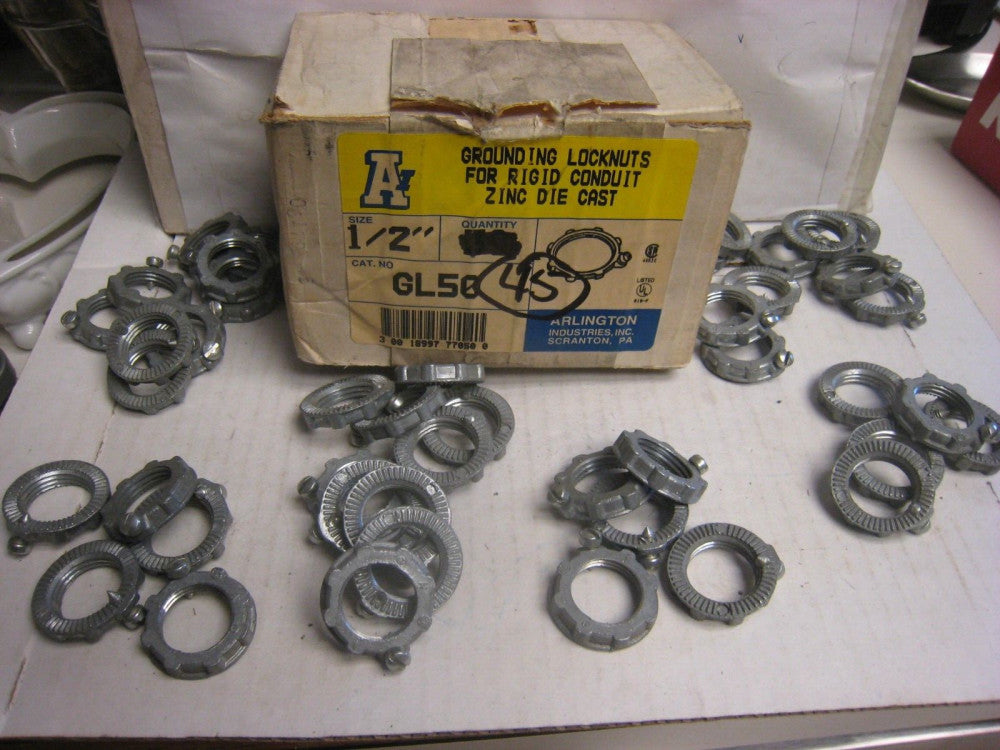 45 Arlington GL50-1/2" Grounding Locknuts for Rigid Conduit - Box of 45