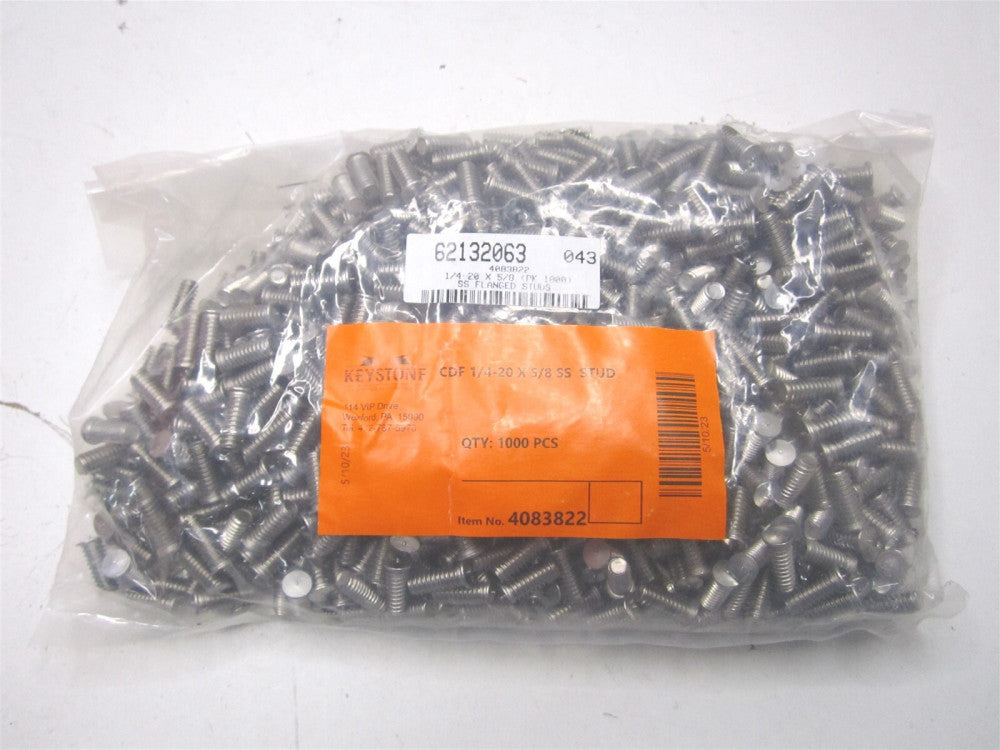 Keystone Fastening (4083822) 1/4-20 Stainless Threaded Flanged Studs - Qty 1000