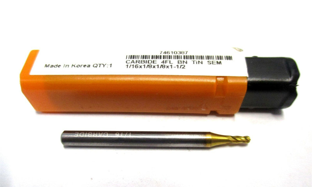 NEW (74610387) 1/16" x 1/8" x 1/8" x 1-1/2" 4-Flute SE RH Carbide Ball End Mill