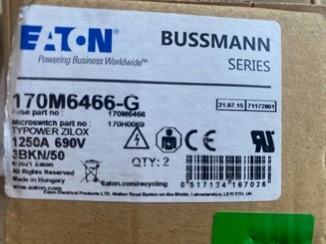 (2 PACK) Bussmann Series Fuse 170M6466-G Typower Zilox 1250A 690V