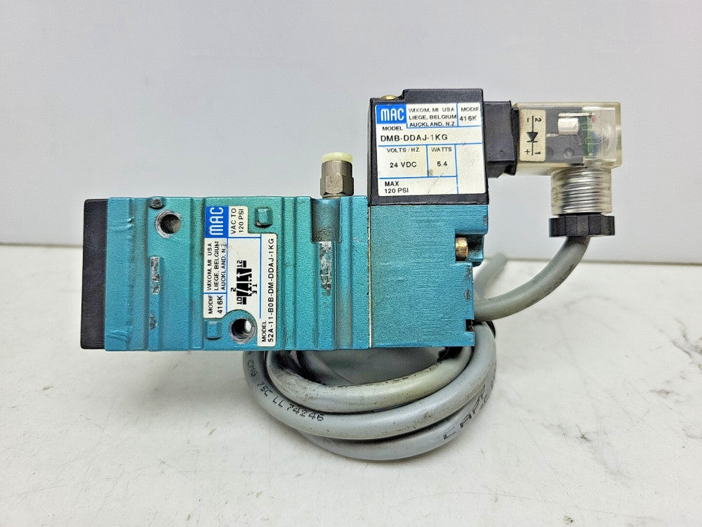 Mac DMB-DDAJ-1KG Pneumatic Solenoid Valve 24 Vdc w/ 52A-B0B-DM-DDAJ-1KG