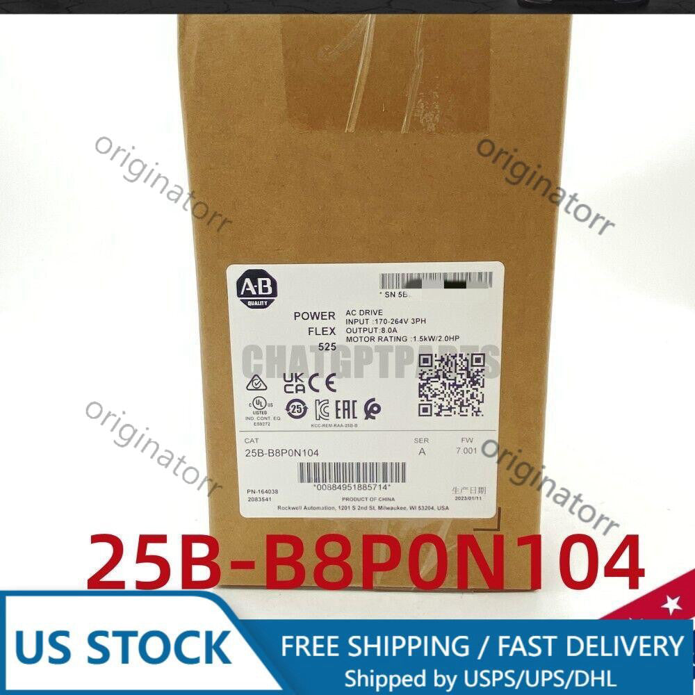 25B-B8P0N104 AB PowerFlex 525 Drive 1.5kW 2.0Hp SEALED TX US Free Tax