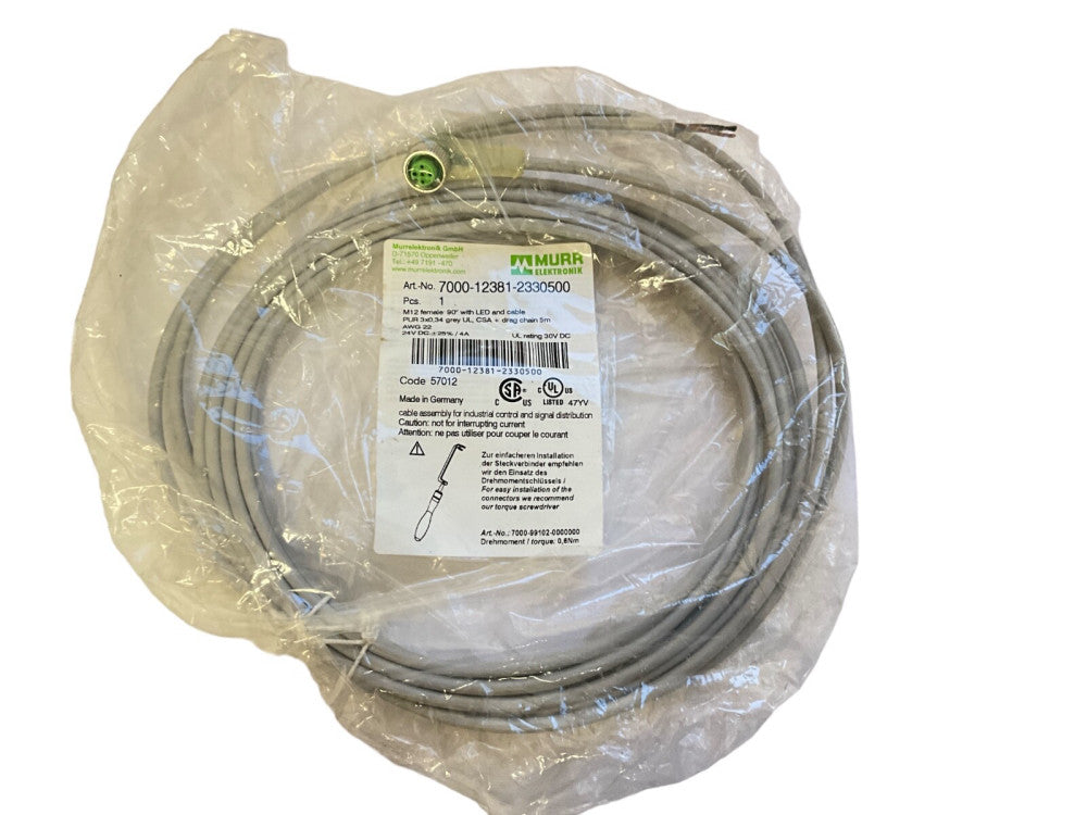 Murr Elektronik 7000-12381-2330500 M12 5-Pin Female Cable 5m IP67 AUTOMATION