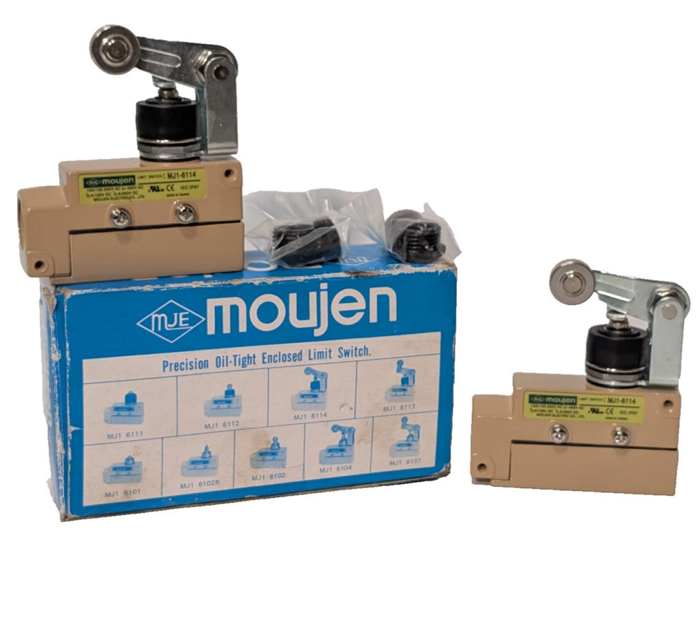 Moujen Electric MJ1-6114 Oil-Tight Travel Limit Switch, Roller Plunger, 2 Units