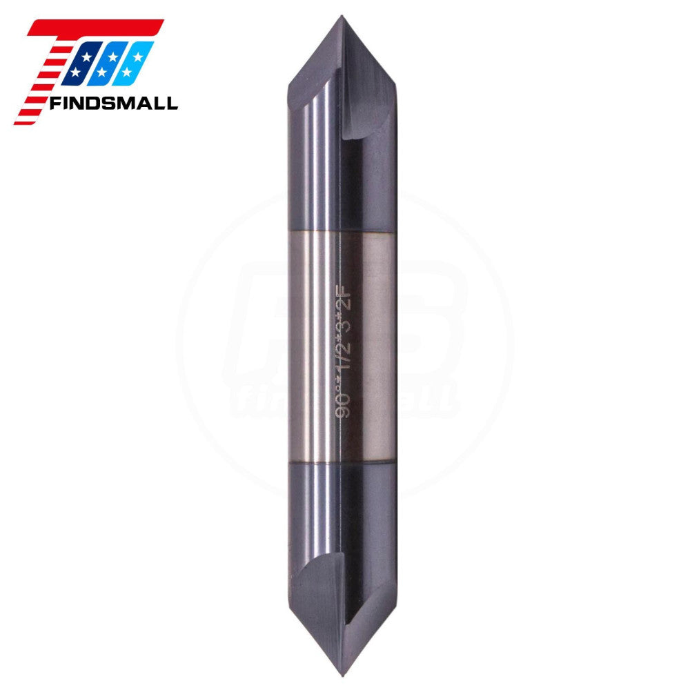 2 Flute 90 Degree Solid Carbide 1/2"x3" Chamfer Mill - Double End - AlTiN Coated
