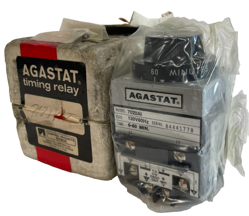 NEW AGASTAT 7022AI TIMING RELAY 120V 60HZ 6-60 MIN.