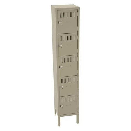 Tennsco Bs5-121212-1Sd Box Locker, 12 In W, 12 In D, 66 In H, (1) Wide, (5)