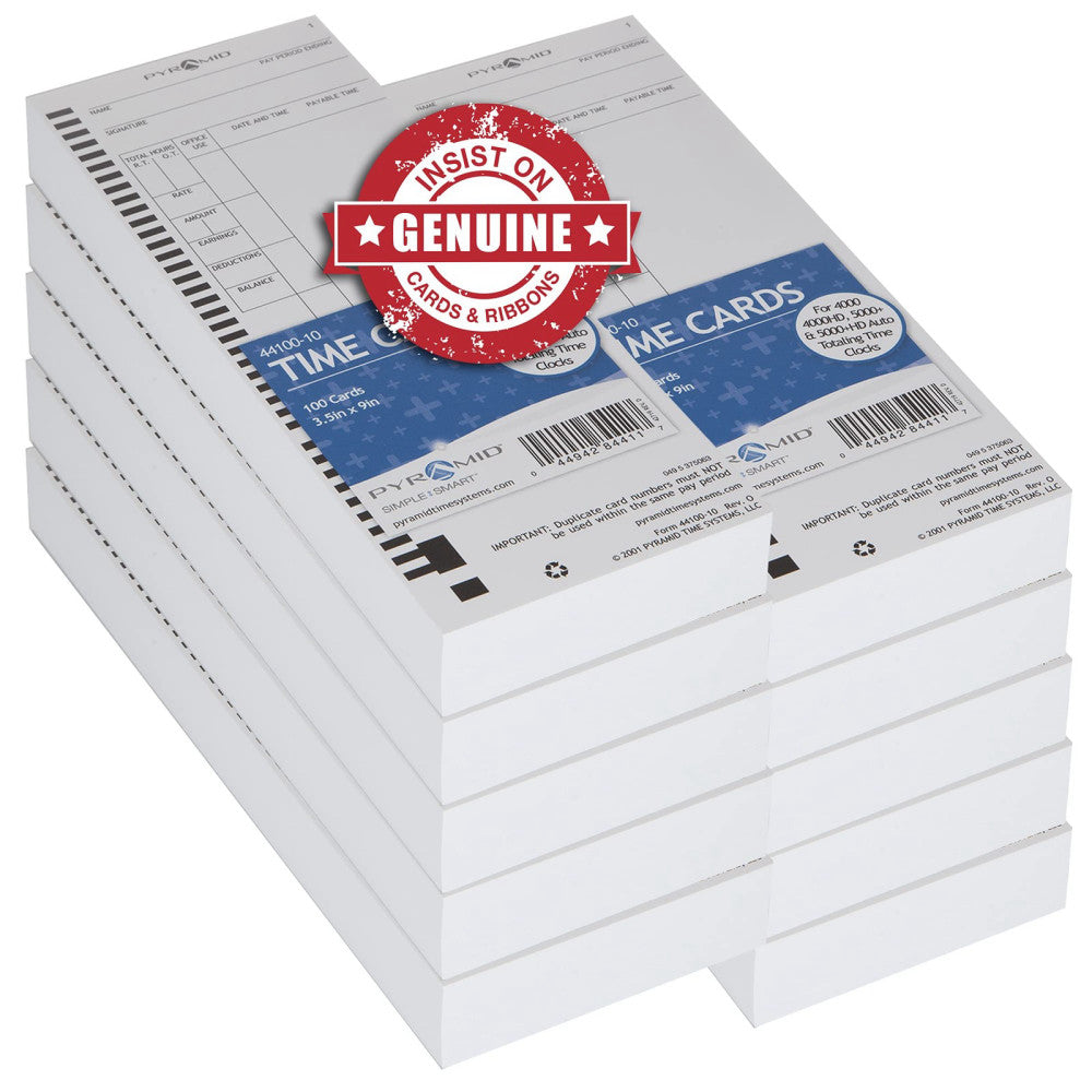 , 44100-10MB, 1,000 Count Genuine and Authentic Time Cards for 4000, 4000Pro,...