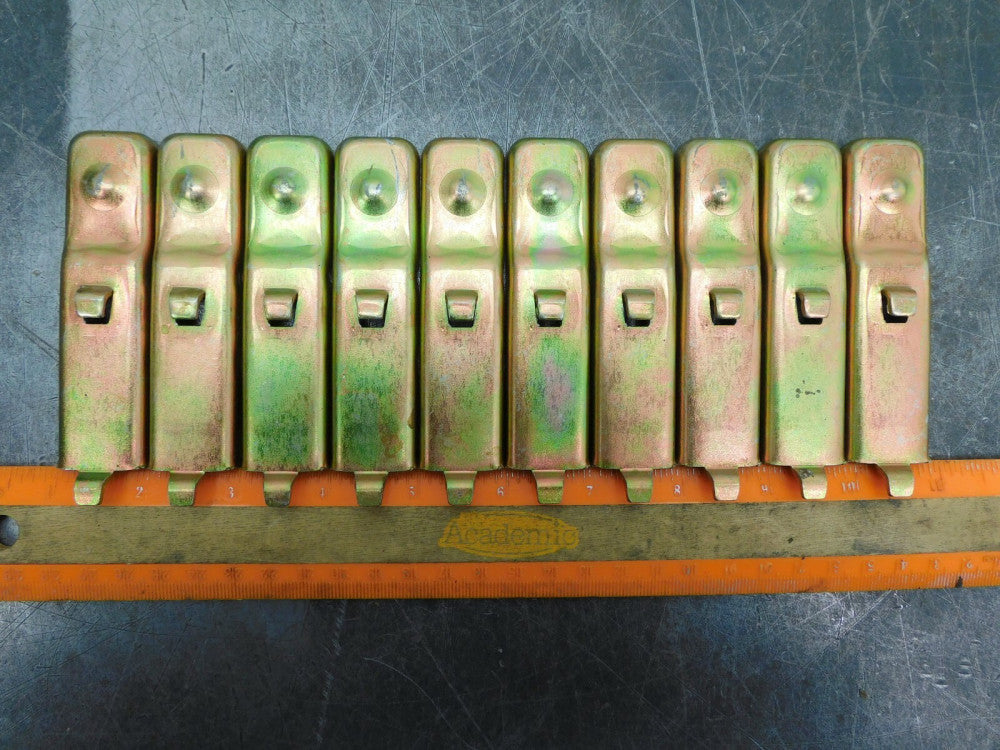 Lot of Ten (10) Steel Shelf Clips Industrial Metal Shelving Fits Edsal Shelving