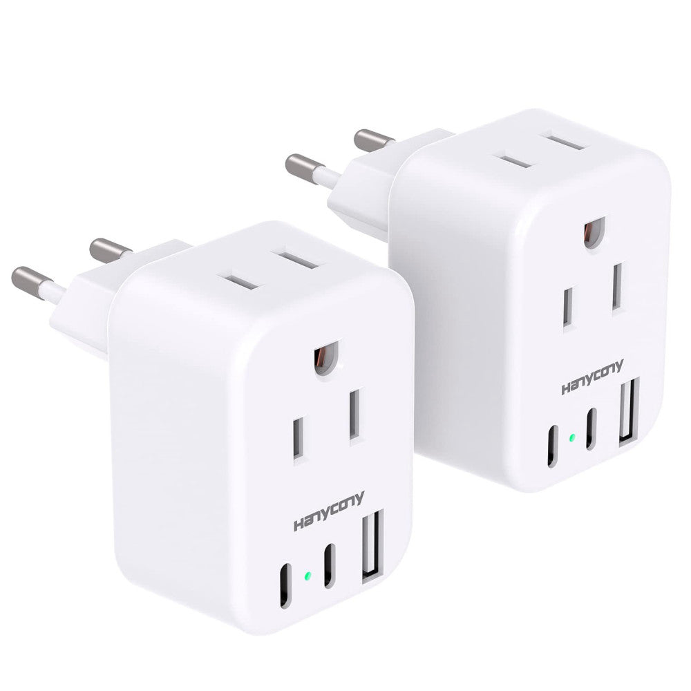 European Travel Plug Adapter for International Italy Spain Power Adapter 2 Ou...