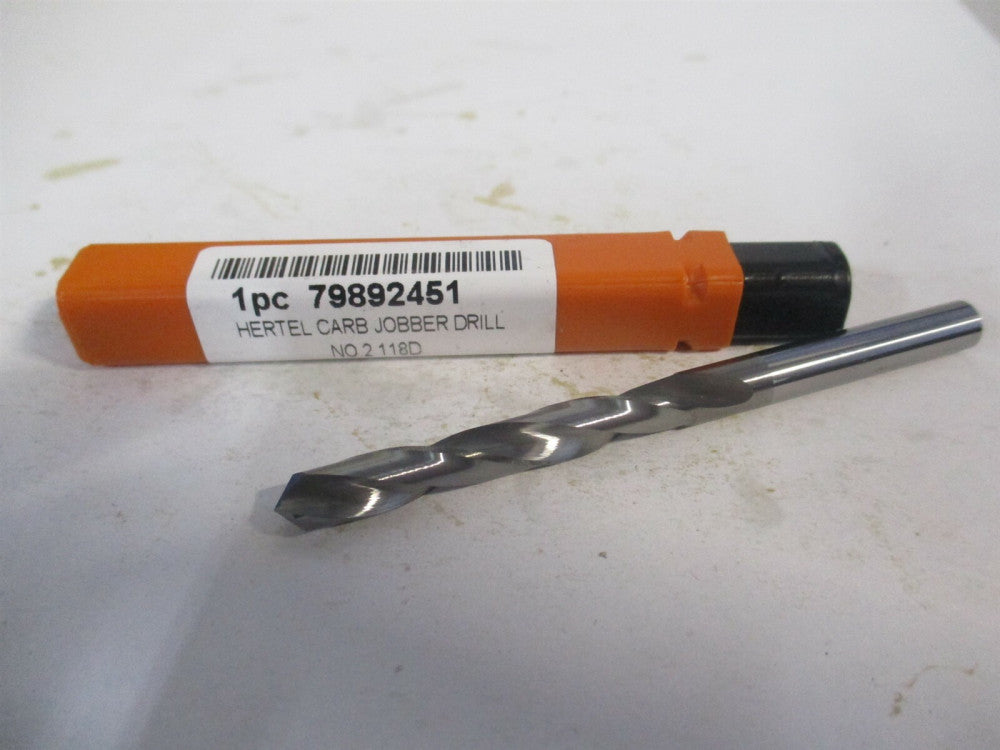 (79892451) #2 x 1-3/4" x 3" OAL 118° Solid Carbide Regular Spiral Jobber Drill