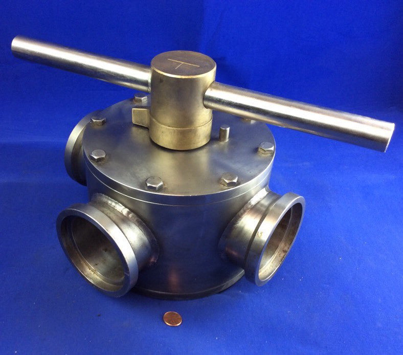 QCI 3" FULL PORT 3-WAY ROTOR VALVE fitted with I-LINE FERRULE/CLAMP CONNECTION