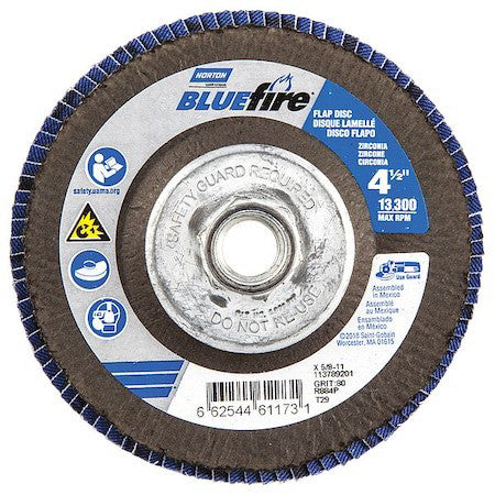 Norton Abrasives 66254461173 Flap Disc,4 1/2 In X 80 Grit,5/8-11