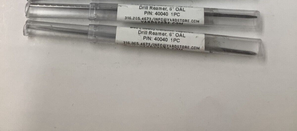(QTY 2) Yardstore #40 P/N 40040 Solid Carbide Tapered Drill Reamer 6" OAL Steel