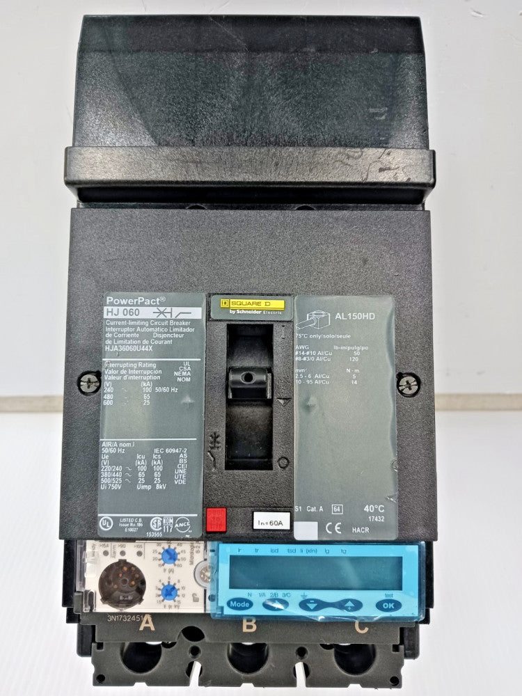 New Square D PowerPact 60 Amp I-Line Circuit Breaker 3P 600V 65kA HJA36060U44X