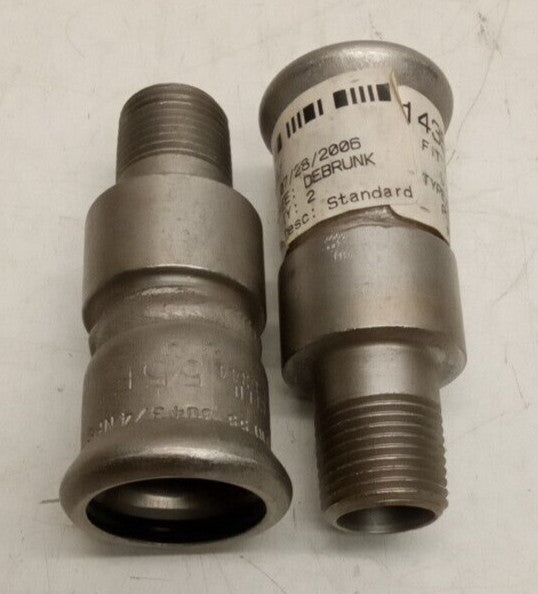 Victaulic 3/4" Vic-Press To 1/2" NPT Male Straight Stainless Adapter (Lot Of 2)