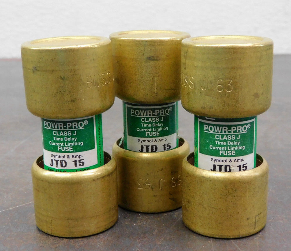 Littelfuse Power-Pro JTD 15 Class J Time Delay Fuse 600V AC 15A Lot of Three (3)