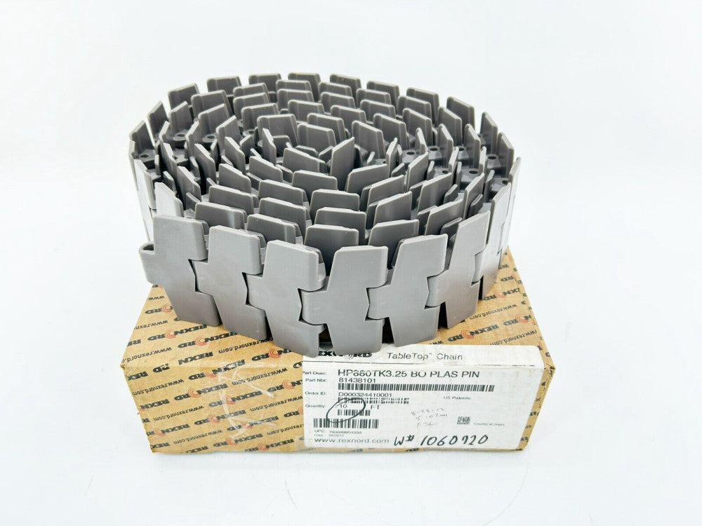 New Rexnord 81438101 Side Flexing Chain HP880TK3.25 BO PLAS PIN 10ft Piece