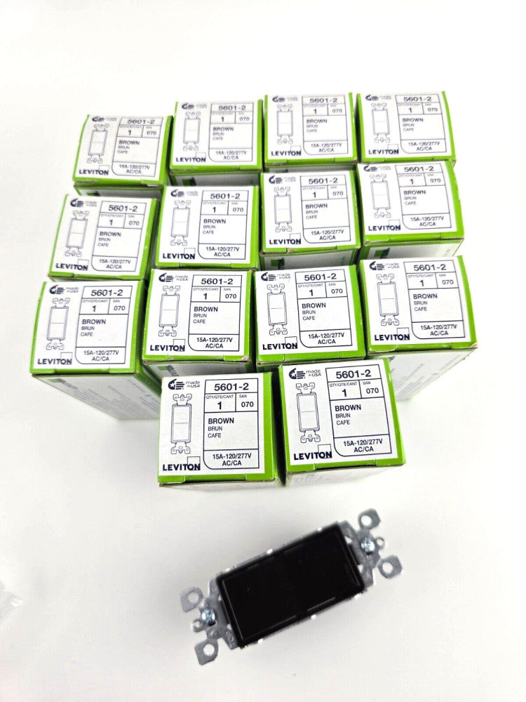 15pcs Leviton 5601-2 Brown Single Pole Rocker Light Switch 15A-120/277V AC