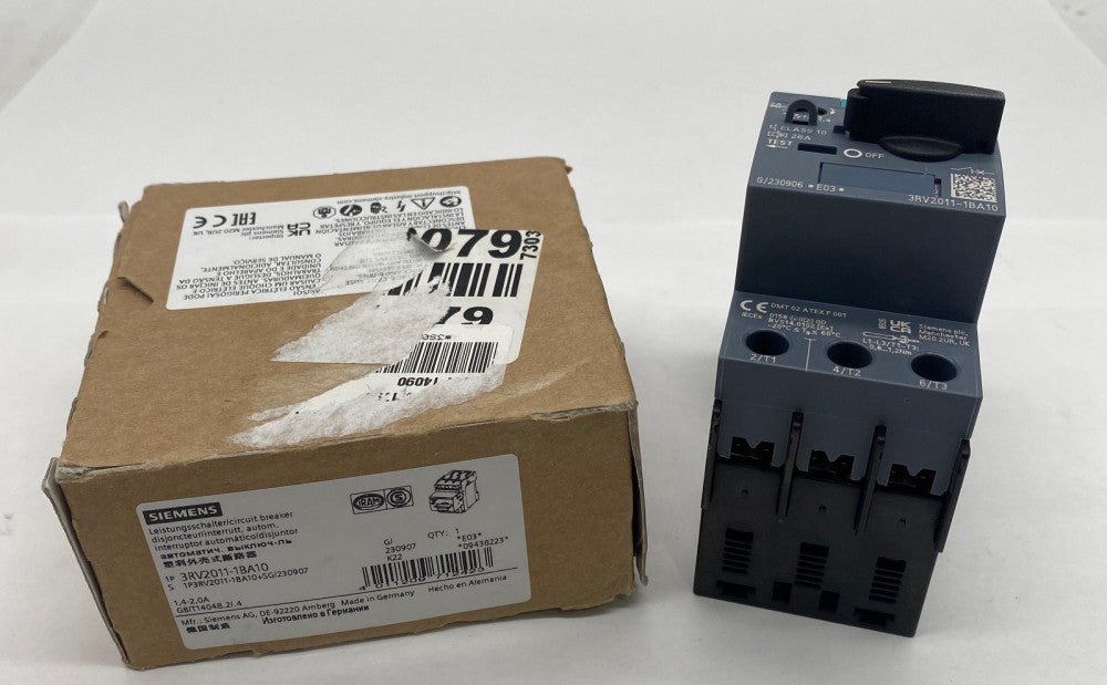 Siemens 3RV2011-1BA10 Manual Motor Starter, 600V Range 1.4-2Amp