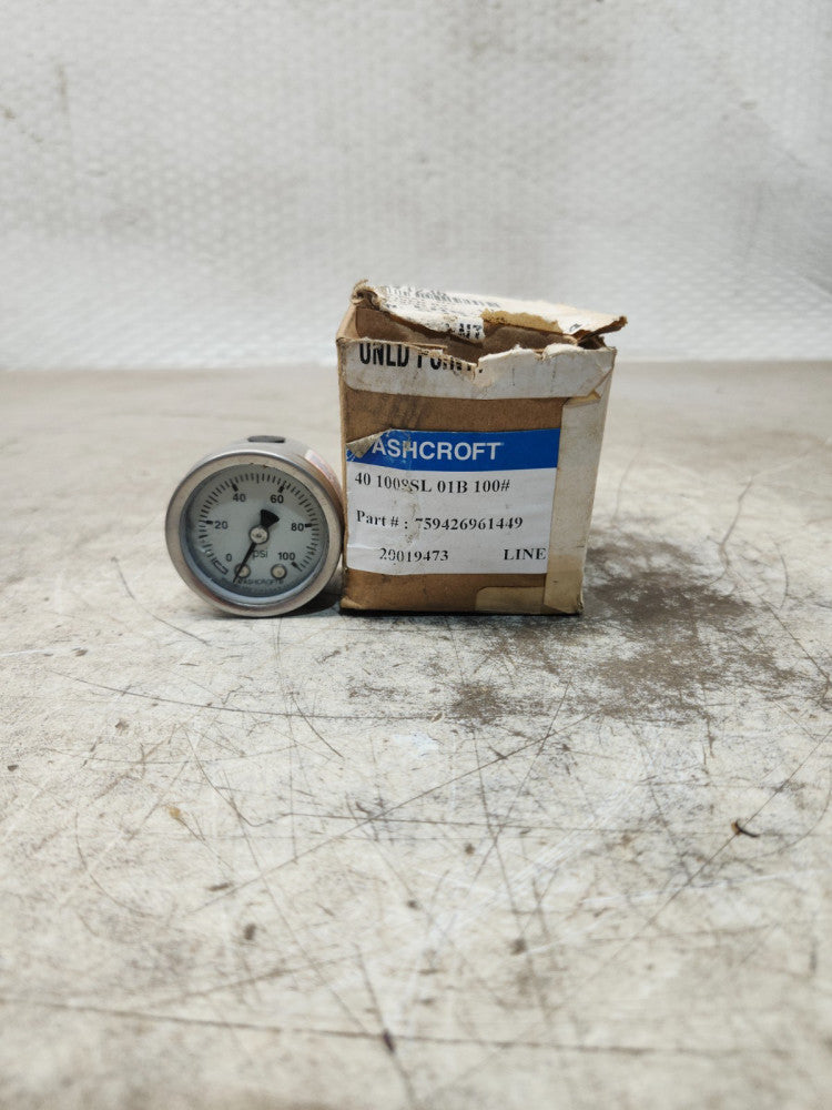 NEW IN BOX ASHCROFT PRESSURE GAUGE 40 100SSL 01B 100#