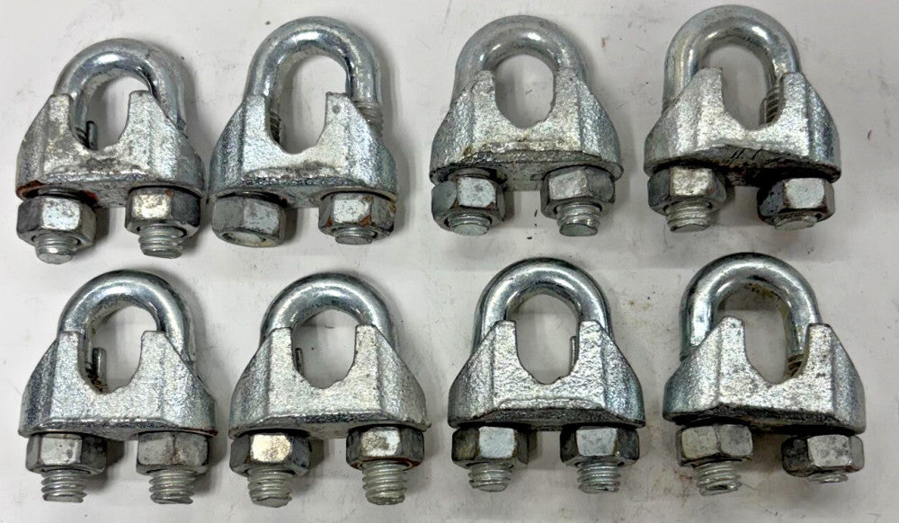 1/2" WIRE ROPE CLIP DROPPED FORGED LOT OF 8 LENTH 2" WIDTH 1-5/8" H 1"