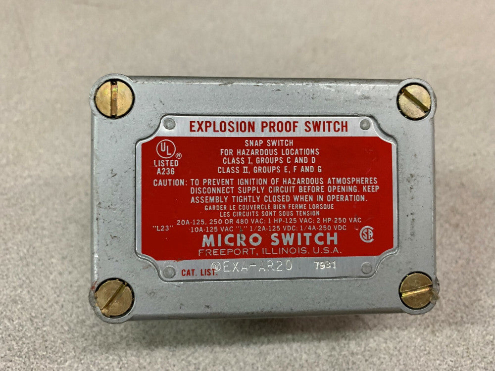 NEW NO BOX MICROS SWITCH EXPLOSION PROOF SWITCH EXA-AR20