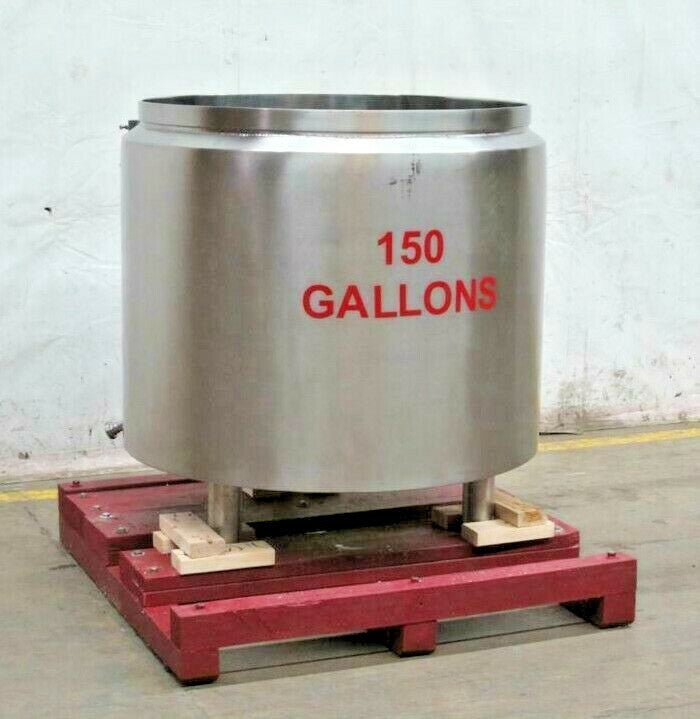 150gal 316SSStainless Steel Insulated Open Top Tank, 39"Dia X 32"Straight Side